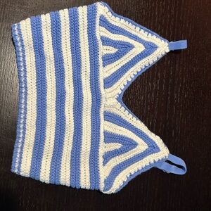 Hollister Blue and White Striped Crop Top
